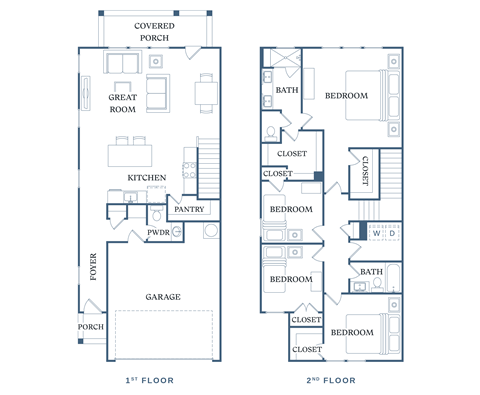 Floor plan for 4 beds, 2.5 baths, 1940 sqft
